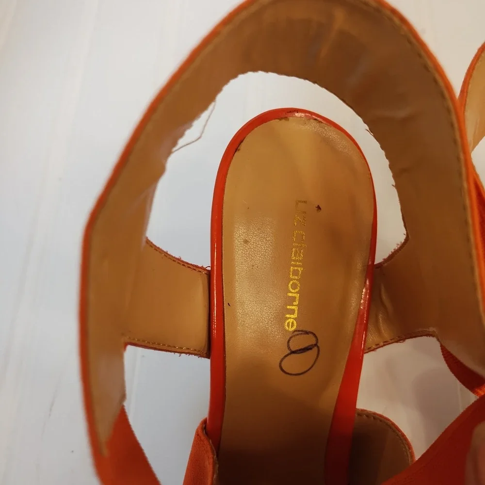Liz Claiborne Coral Orange Open‎ Toe Platform Stiletto Sandals Womens 8M Strappy